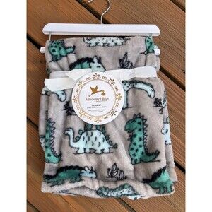 Adirondack Baby My Cozy Blanket Green Dinosaur Dino Gray Plush Lightweight New